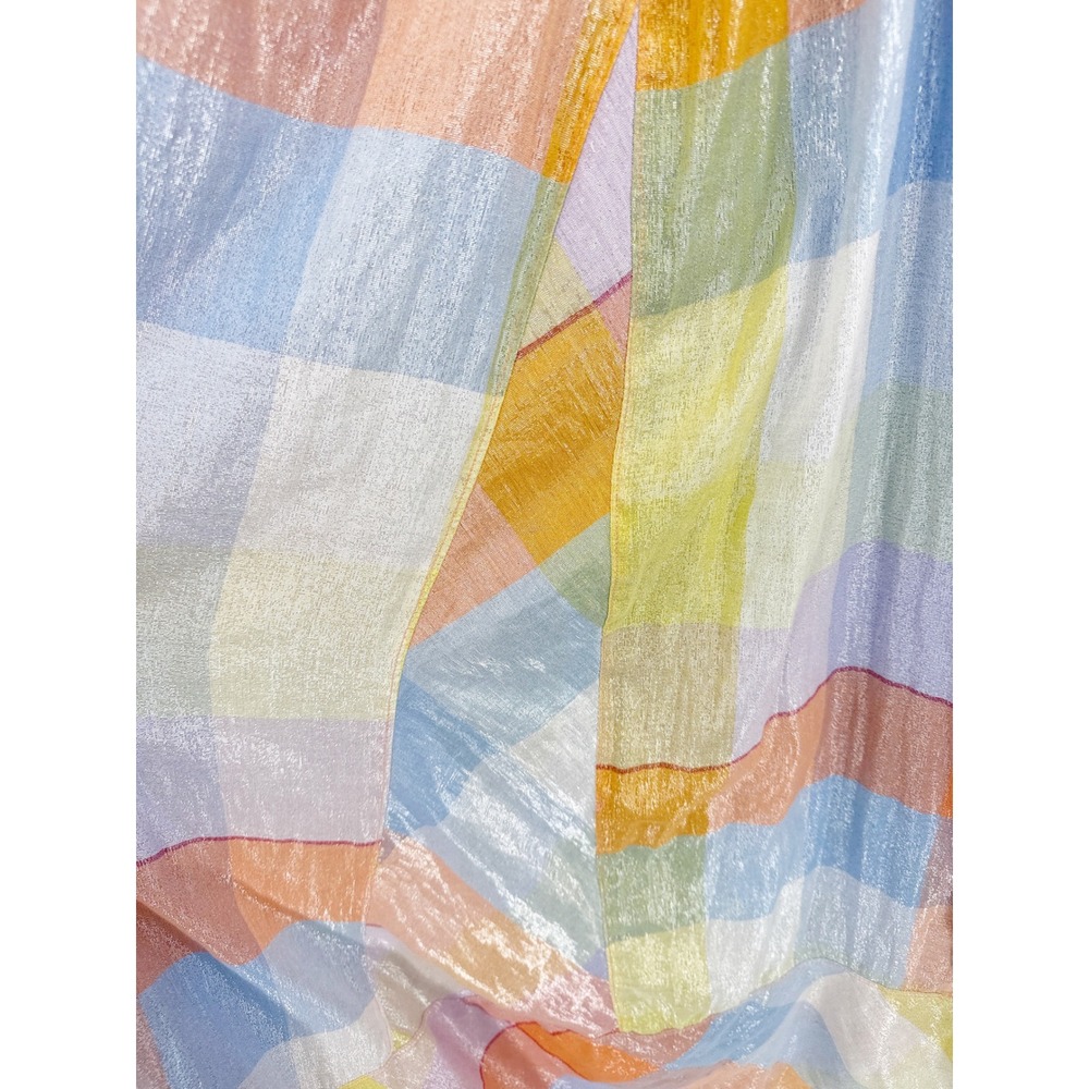 Anthropologie Pilcro Plaid Tent Maxi Dress Shimmer Pastel Metallic 2X Plus Size - Picture 5 of 10